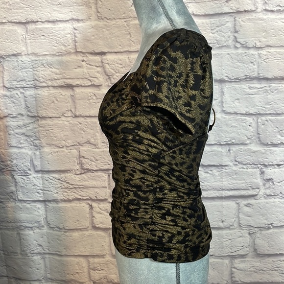 Vintage Y2K Arden B metallic leopard blouse with gold chain back detail - Picture 5 of 9